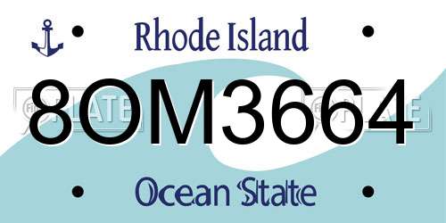 8OM3664 Rhode Island License Plate