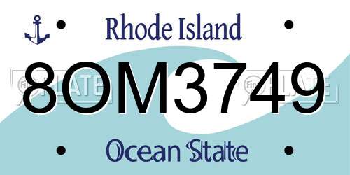8OM3749 Rhode Island License Plate