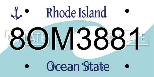 8OM3881 Rhode Island License Plate
