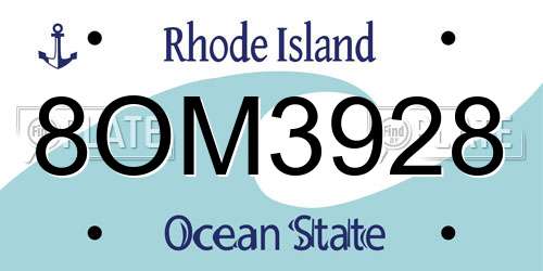 8OM3928 Rhode Island License Plate