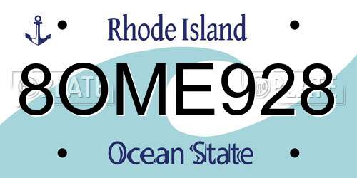 8OME928 Rhode Island License Plate