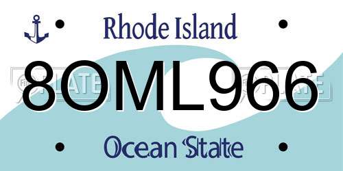8OML966 Rhode Island License Plate