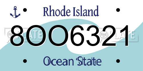 8OO6321 Rhode Island License Plate