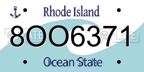 8OO6371 Rhode Island License Plate