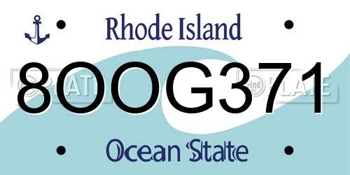 8OOG371 Rhode Island License Plate