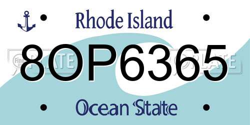 8OP6365 Rhode Island License Plate