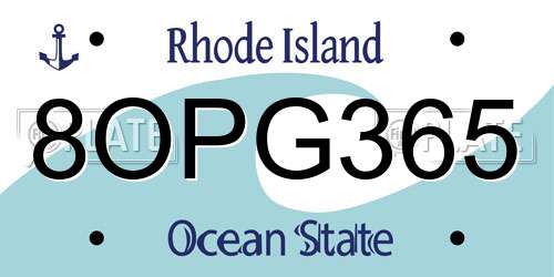 8OPG365 Rhode Island License Plate