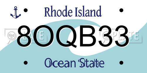 8OQB33 Rhode Island License Plate