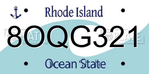8OQG321 Rhode Island License Plate