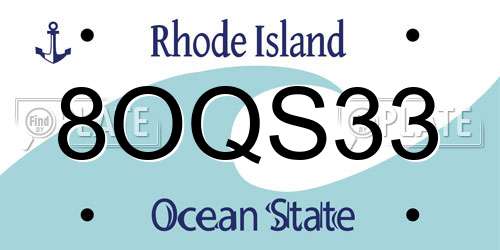8OQS33 Rhode Island License Plate