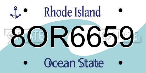 8OR6659 Rhode Island License Plate