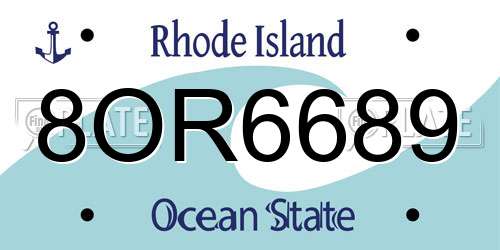 8OR6689 Rhode Island License Plate
