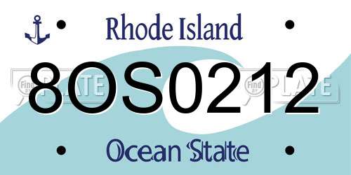 8OS0212 Rhode Island License Plate