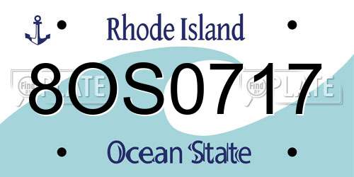 8OS0717 Rhode Island License Plate