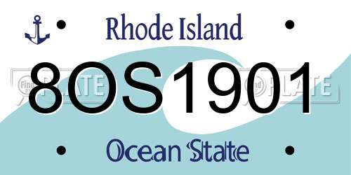 8OS1901 Rhode Island License Plate