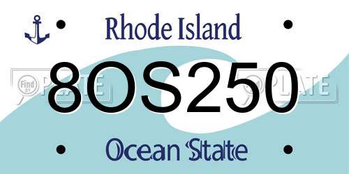 8OS250 Rhode Island License Plate