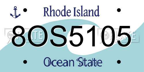 8OS5105 Rhode Island License Plate