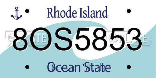 8OS5853 Rhode Island License Plate