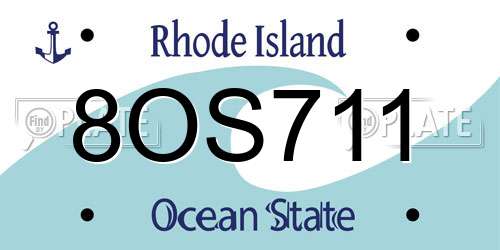8OS711 Rhode Island License Plate