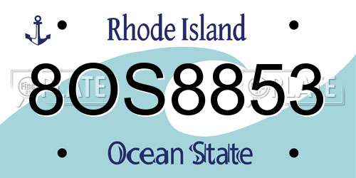 8OS8853 Rhode Island License Plate