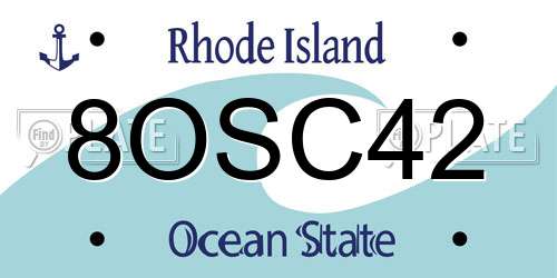 8OSC42 Rhode Island License Plate