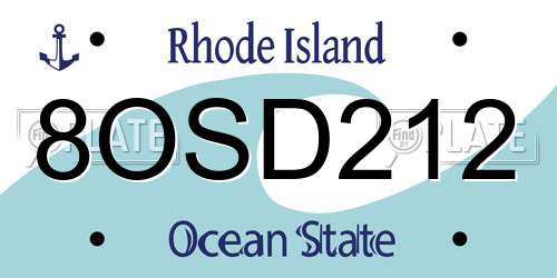 8OSD212 Rhode Island License Plate