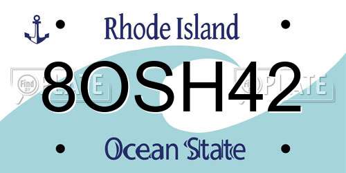 8OSH42 Rhode Island License Plate