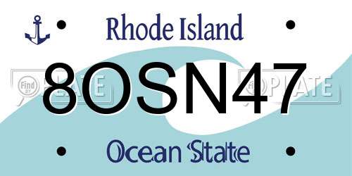 8OSN47 Rhode Island License Plate