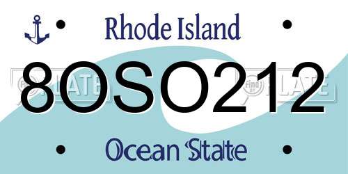 8OSO212 Rhode Island License Plate