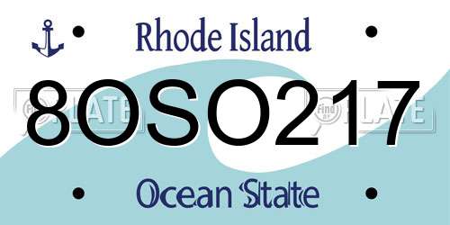 8OSO217 Rhode Island License Plate