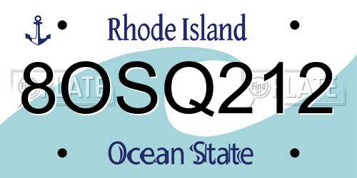 8OSQ212 Rhode Island License Plate