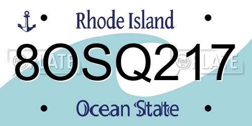 8OSQ217 Rhode Island License Plate