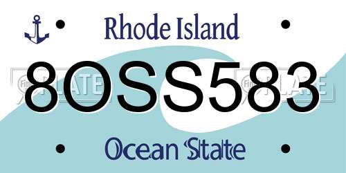 8OSS583 Rhode Island License Plate