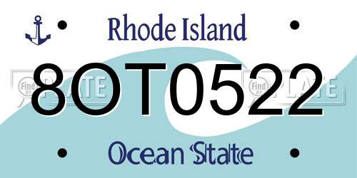 8OT0522 Rhode Island License Plate