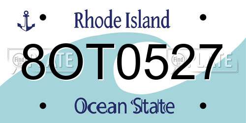 8OT0527 Rhode Island License Plate