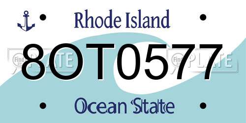8OT0577 Rhode Island License Plate
