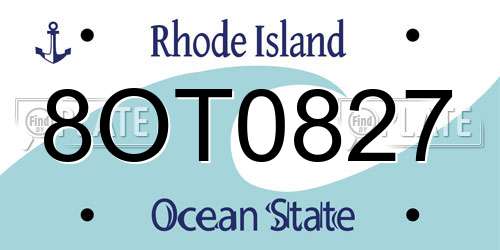 8OT0827 Rhode Island License Plate