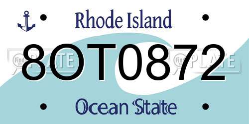 8OT0872 Rhode Island License Plate
