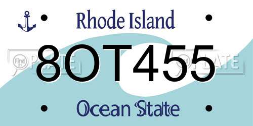 8OT455 Rhode Island License Plate