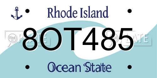 8OT485 Rhode Island License Plate