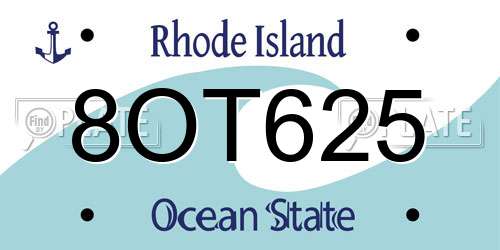 8OT625 Rhode Island License Plate