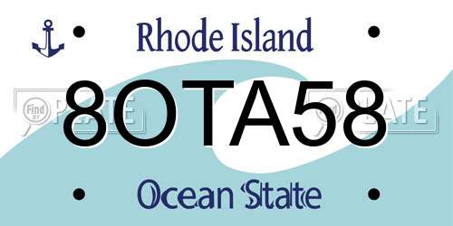 8OTA58 Rhode Island License Plate