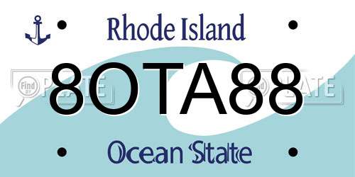 8OTA88 Rhode Island License Plate