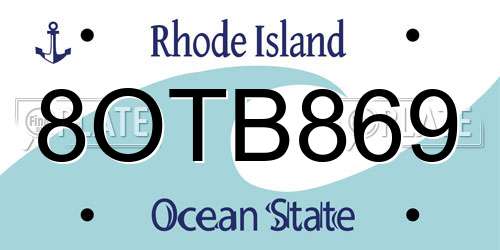8OTB869 Rhode Island License Plate
