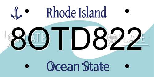 8OTD822 Rhode Island License Plate