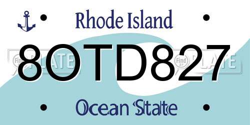 8OTD827 Rhode Island License Plate