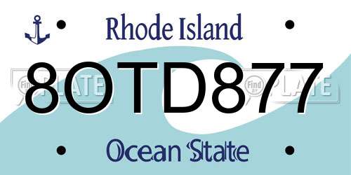 8OTD877 Rhode Island License Plate