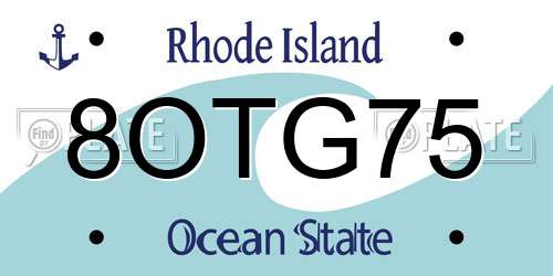 8OTG75 Rhode Island License Plate