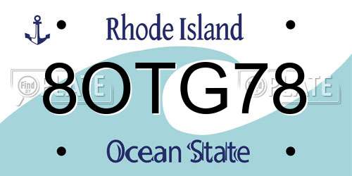 8OTG78 Rhode Island License Plate