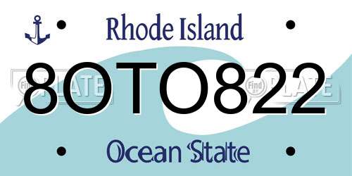 8OTO822 Rhode Island License Plate